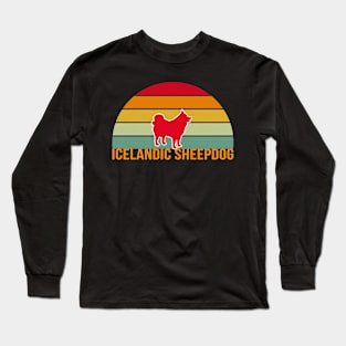 Icelandic Sheepdog Vintage Silhouette Long Sleeve T-Shirt